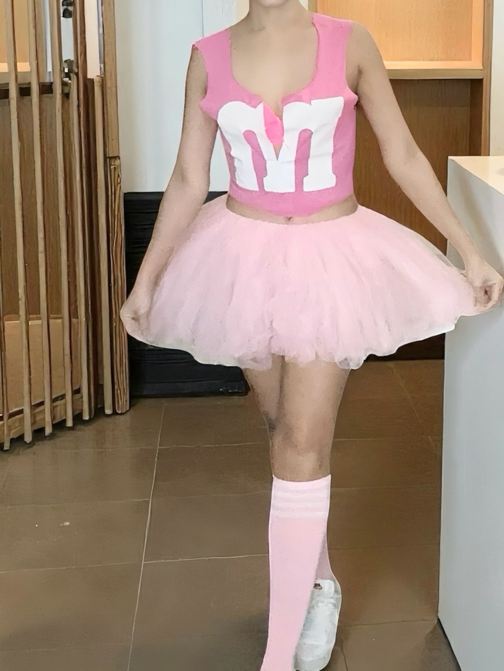 M&M'S Pink Tulle Tutu Skirt and Logo Crop Top Set